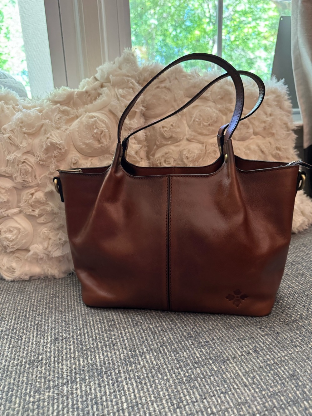 Patricia Nash Argenta/Chestnut/Brown Leather Satchel/Tote Bag - Picture 8 of 10